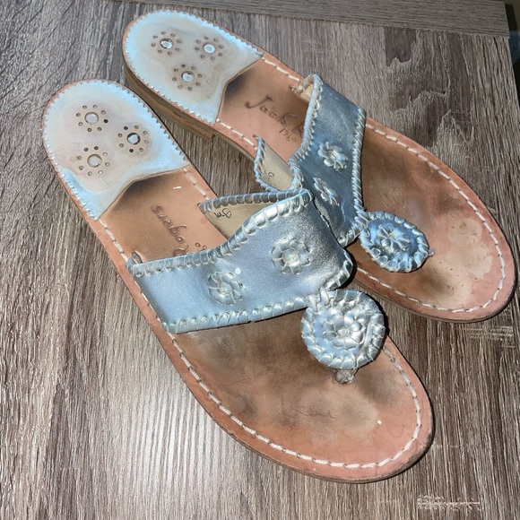 Jack Rogers シルバーサンダル 箱付き Jack Rogers Signature Jacks Flat Sandal | Patent Leather